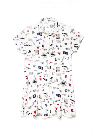 Легкое платье-рубашка с яркими рисунками LPL 889 || Плаття жін. CE LPL 889, р.170-84-90, white-ultramarine