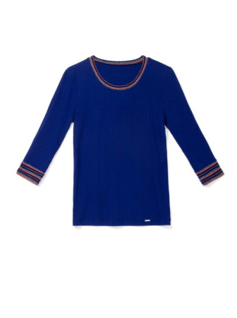 Ультрамодный джемпер в рубчик с контрастными манжетами и мерцающим блеском 835 || Джемпер жін. CE LD 835, р.170-92, electric blue