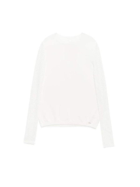 Вязаный джемпер с ажурными рукавами из пряжи с вискозой LDK 090