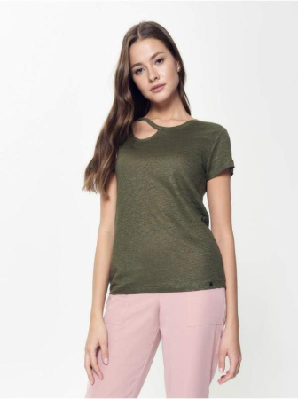 Льняная футболка с вырезом &quot;капелька&quot; LD 919