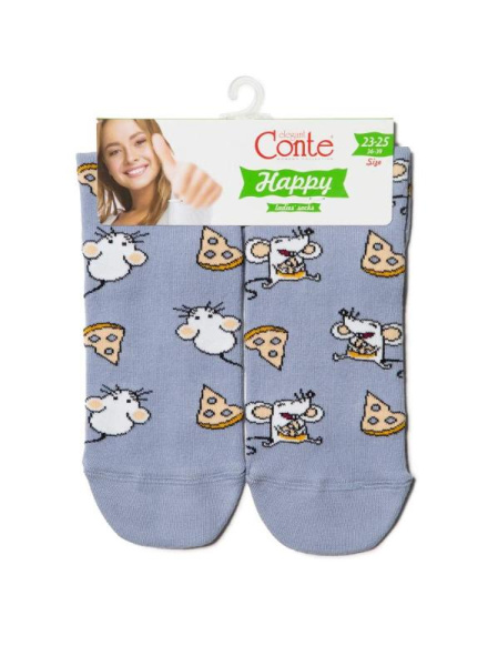 Носки жен. хлопковые Conte HAPPY 18С-227СП, р.23-25, 150 светлый джинс