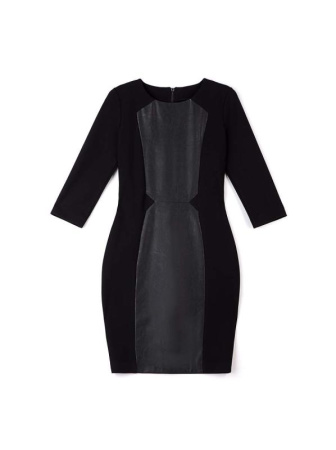Моделирующее платье с фигурной вставкой &quot;кожа&quot; и металлической молнией на спине 825 || Плаття жін. CE LPL 825, р.170-96-102, Nero