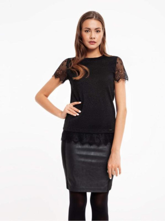 Стильный джемпер с короткими рукавами и отделкой из кружева 850