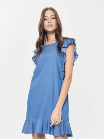 Джинсовое платье А-силуэта с воланами LPL 905