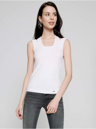 Однотонный топ из вискозы с фигурным декольте LD 1124 || Джемпер жін. CE LD 1124, р.170-92, white