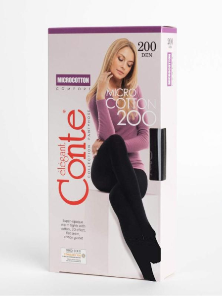 Бавовняні колготки з ефектом 3D MICROCOTTON 200 Lycra, р. 6, Nero Бавовняні колготки з ефектом 3D MICROCOTTON 200 Lycra, р. 6, Nero