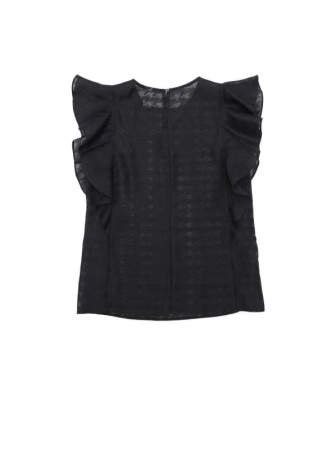 Блузка с воланами из полупрозрачного полотна с рисунком LBL 1099 || Блуза жін. CE LBL 1099, р.170-92-98, black Блузка с воланами из полупрозрачного полотна с рисунком LBL 1099 || Блуза жін. CE LBL 1099, р.170-92-98, black