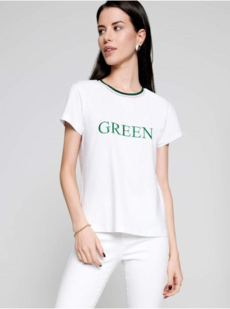 Белая футболка с сияющей вышивкой &quot;Green&quot; LD 1108