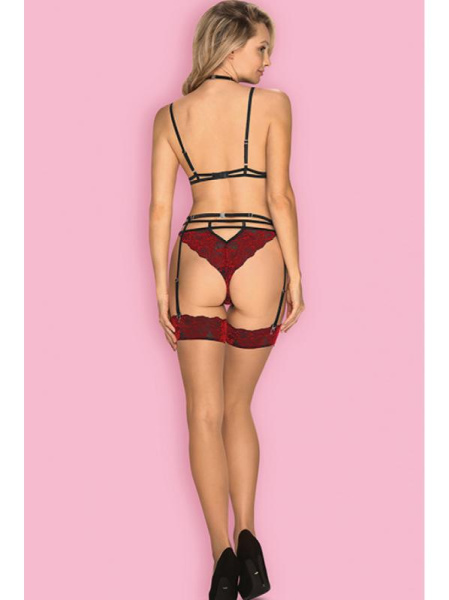 Чулки под пояс Obsessive Sugestina Телесный-бордо