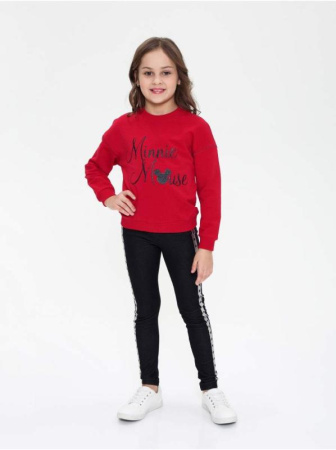 Хлопковый свитшот с мерцающей надписью Disney DD 970 || Джемпер дів. CE DISNEY DD 970, р.134,140-72, risky red