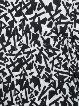 Рубашка с геометрическим рисунком из хлопка премиального качества LBL 1091 || Блуза жін. CE LBL 1091, р.170-96-102, white-black