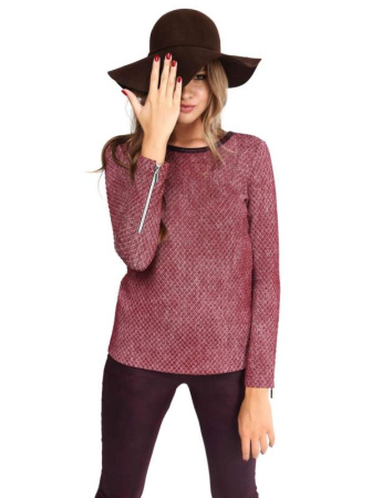 Фактурный джемпер с рукавами на молниях LD 625 || ВТЖ Джемпер жін. CELG LD 625, р.158,164-84, бордо