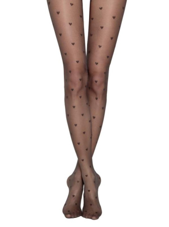 Колготки с рисунком &quot;сердечки&quot; BONHEUR, р.5, Grafit