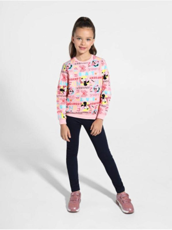 Хлопковый свитшот с ярким принтом и надписями Disney 968 || Джемпер дів. CE DISNEY DD 968, р.98,104-52, pink fun