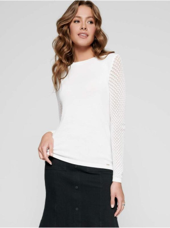 Вязаный джемпер с ажурными рукавами из пряжи с вискозой LDK 090