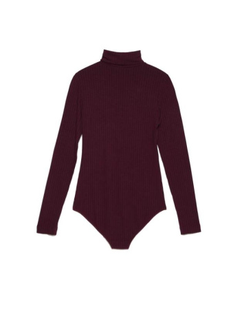 Классическая боди-водолазка в рубчик из вискозы премиального качества LBD 1030 || Боді жін. CE LBD 1030, р.164-84-90, grape wine