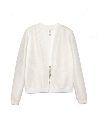 Белый фактурный бомбер на молнии LJ 1132 || Жакет жін. CE LJ 1132, р.170-100-106, off-white