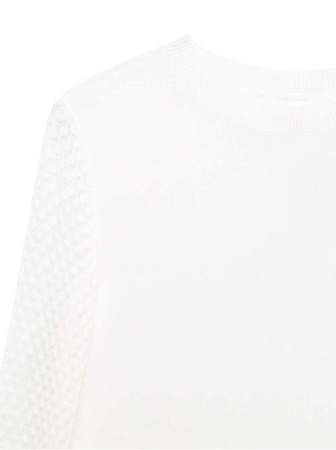 Вязаный джемпер с ажурными рукавами из пряжи с вискозой LDK 090 || Джемпер жін. CE LDK090 19С-132СП, р.170-84, off-white