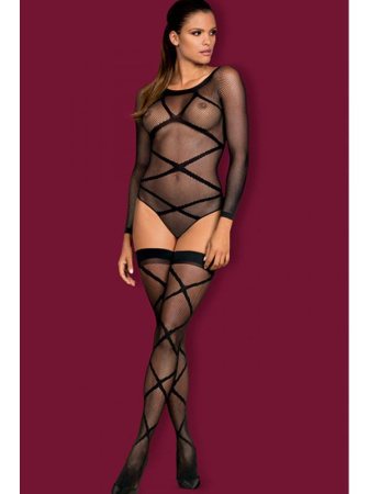 Комбинезон-сетка Obsessive G320 Черный