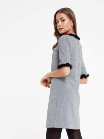Платье А-силуэта с металлическим блеском и декором из меха 848 || Плаття жін. CE LPL 848, р.170-88-94, grey