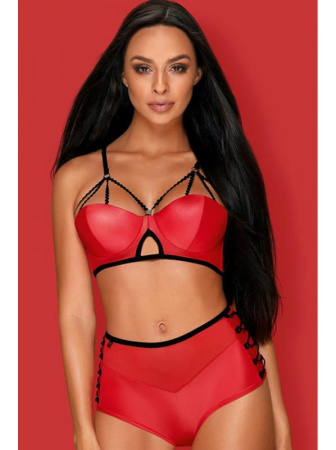 Комплект Obsessive Leatheria set Красно-черный