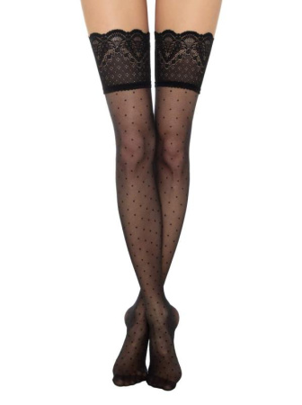 Панчохи в горошок з ажурною гумкою HAPPY