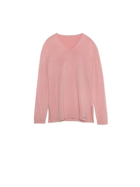 Удлиненный вязаный пуловер с разрезами по бокам LDK 056