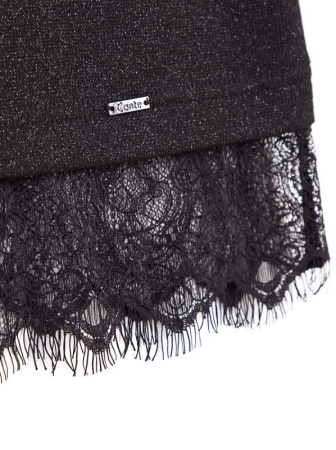 Стильный джемпер с короткими рукавами и отделкой из кружева 850 || Джемпер жін. CE LD 850, р.170-84, Nero