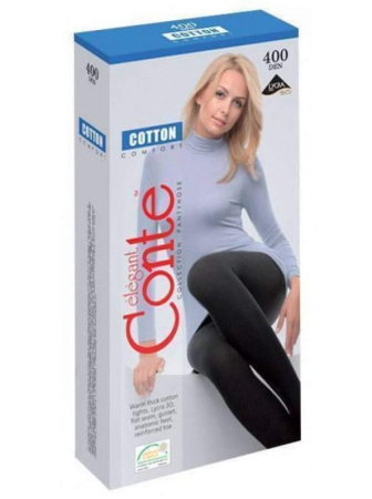 Теплые колготки из хлопка CONTE Cotton 400, 2, nero(чёрный)