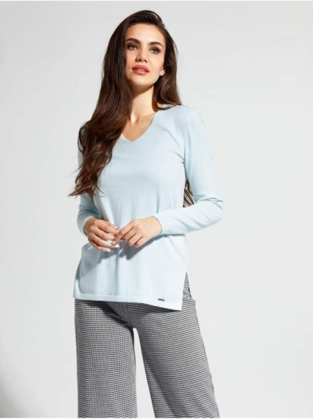 Удлиненный вязаный пуловер с разрезами по бокам LDK 056