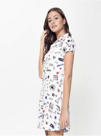 Легкое платье-рубашка с яркими рисунками LPL 889