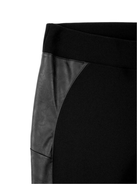 Ультрамодные леггинсы с лампасами из искусственной кожи DIVA, р.170-98, Nero