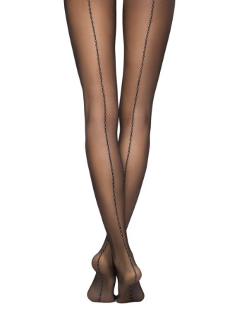 Колготки с имитацией шва из люрекса INSIGHT Lycra, р.4, Nero