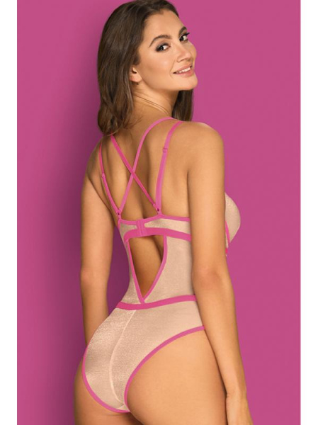 Боди Obsessive Nudelia Телесно-малиновый