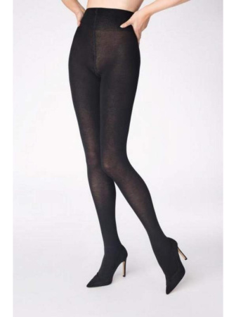 Зимние теплые хлопковые колготки MARILYN Cotton 120, 1/2, dark melange(тёмно-серый)