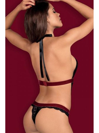 Боди Obsessive Rossita  Черно-бордовый