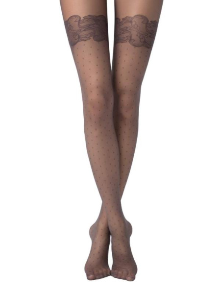 Колготки в горошок з імітацією ажурних панчіх MERCY Lycra Колготки в горошок з імітацією ажурних панчіх MERCY Lycra