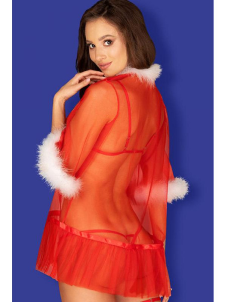 Пеньюар Obsessive Santasia peignoir Красно-белый