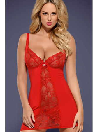 Комплект Obsessive Heartina chemise Красный