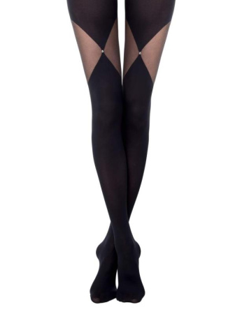 Колготки с прозрачным рисунком и термоаппликацией из стразов FOXY || Колготки з прозорим малюнком і термоаппликацией зі стразів FOXY