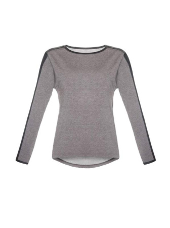 Джемпер со вставками из эко-кожи LD 621 || ВТЖ Джемпер жін. CELG LD 621, р.158,164-92, чорний меланж