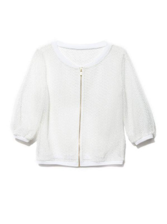 Ультрамодный бомбер из кружева с рукавами \u00be LJ 895 || Жакет жін. CE LJ 895, р.170-84-90, off-white