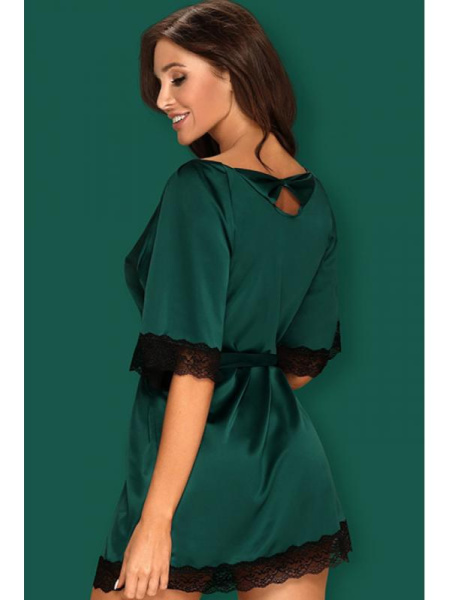 Пеньюар Obsessive Sensuelia robe  Изумрудно-черный