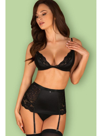 Комплект Obsessive Blanita garter belt set Черный