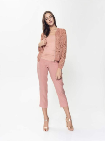 Ультрамодный бомбер из кружева LJ 903 || Жакет жін. CE LJ 903, р.170-100-106, dusty rose