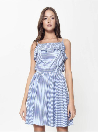 Ультрамодное платье в полоску на тонких бретелях LPL 911