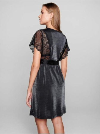 Халат с кружевом и кристаллами Swarovski LHW 1086 || Халат жін. CE SWAROWSKI LHW 1086, р.170-84-90, royal black