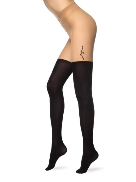 Колготки с тату-рисунком и имитацией гольфинов LOVELY Lycra Колготки с тату-рисунком и имитацией гольфинов LOVELY Lycra