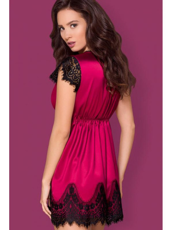 Комплект Obsessive 861-PEI-5 peignoir Малиновый с черным