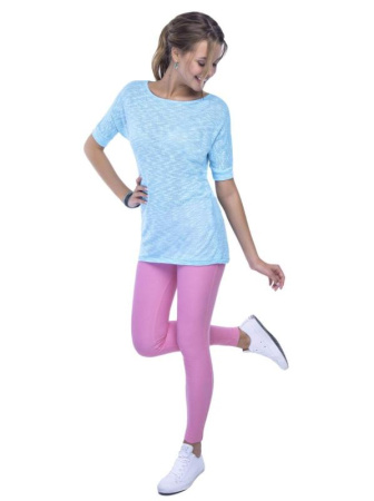 Удлиненная фактурная футболка с завязками по спинке LD 524 || ВТЖ Джемпер жін. CELG LD 524, р.170,176-104, фуксія